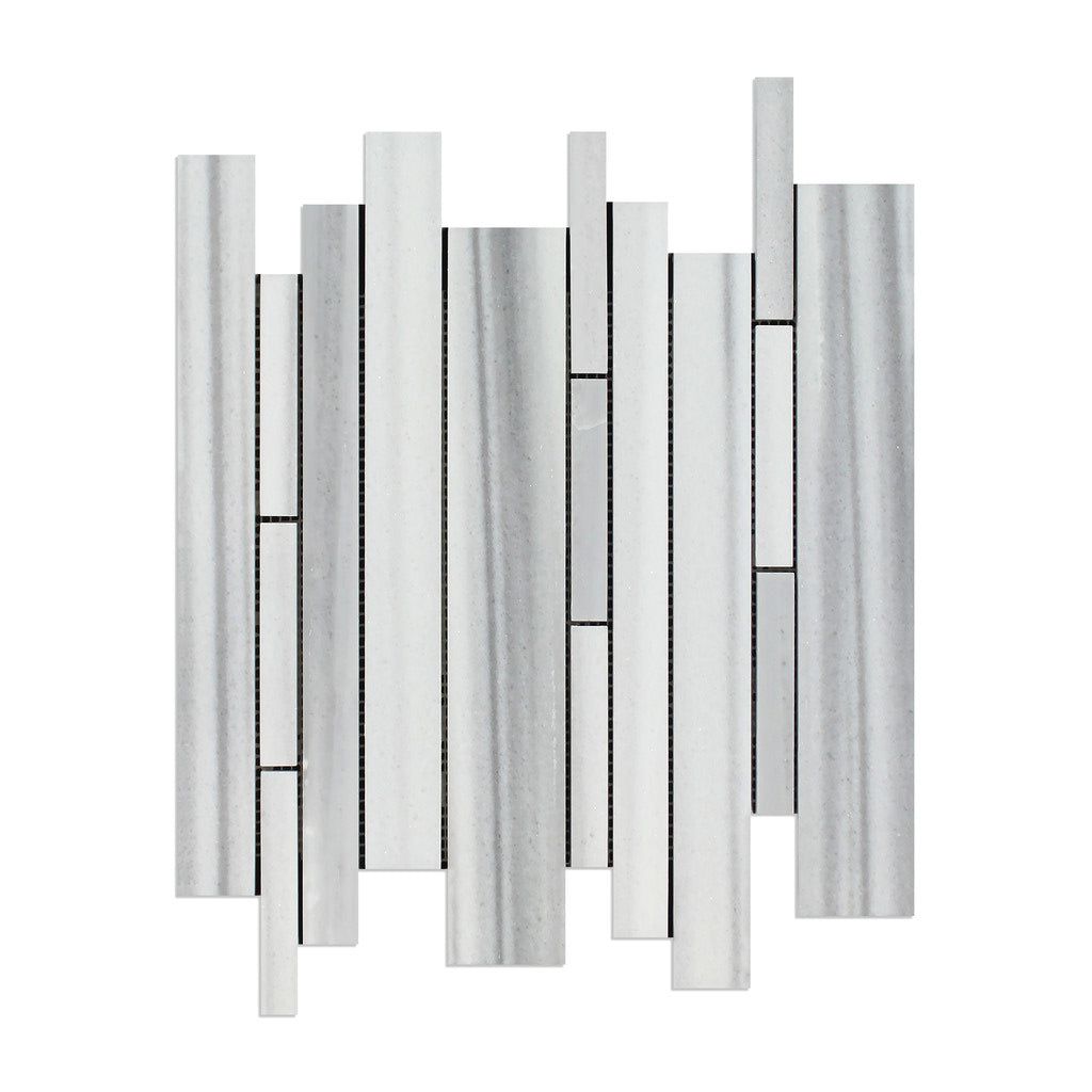 Mink Marmara Equator Marble Polished Random Strip Mosaic Tile-Marble Mosaic-American Tile Depot