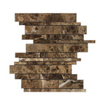 Emperador Dark Marble Polished Random Strip Mosaic Tile-Marble Mosaic-American Tile Depot