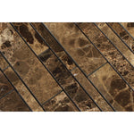 Emperador Dark Marble Polished Random Strip Mosaic Tile