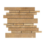 Noce Travertine Honed Random Strip Mosaic Tile-Travertine Mosaic-American Tile Depot