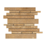 Noce Travertine Honed Random Strip Mosaic Tile