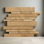 Noce Travertine Honed Random Strip Mosaic Tile-Travertine Mosaic-American Tile Depot