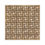 Noce Travertine Tumbled Mini Pinwheel Mosaic Tile w / Ivory Dots-Travertine Mosaic-American Tile Depot