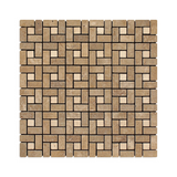 Noce Travertine Tumbled Mini Pinwheel Mosaic Tile w / Ivory Dots