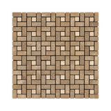 Noce Travertine Tumbled Mini Pinwheel Mosaic Tile w / Ivory Dots