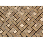 Noce Travertine Tumbled Mini Pinwheel Mosaic Tile w / Ivory Dots