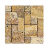 Scabos Travertine 3-Pieced Mini-Pattern Tumbled Mosaic Tile