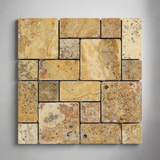 Scabos Travertine 3-Pieced Mini-Pattern Tumbled Mosaic Tile