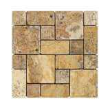 Scabos Travertine 3-Pieced Mini-Pattern Tumbled Mosaic Tile-Travertine Mosaic-American Tile Depot