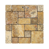 Scabos Travertine 3-Pieced Mini-Pattern Tumbled Mosaic Tile