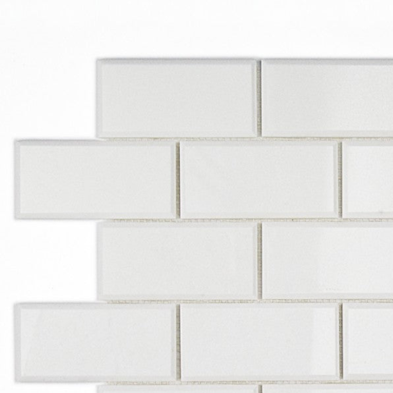 2 X 4 Thassos White Marble Polished & Beveled Brick Mosaic Tile-Marble Mosaic-American Tile Depot