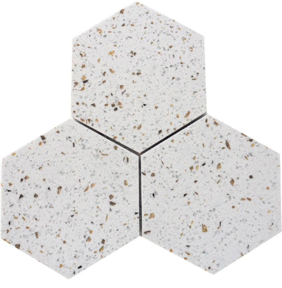 Terrazzo Gold Marble Polished 6" Hexagon Tile-American Tile Depot