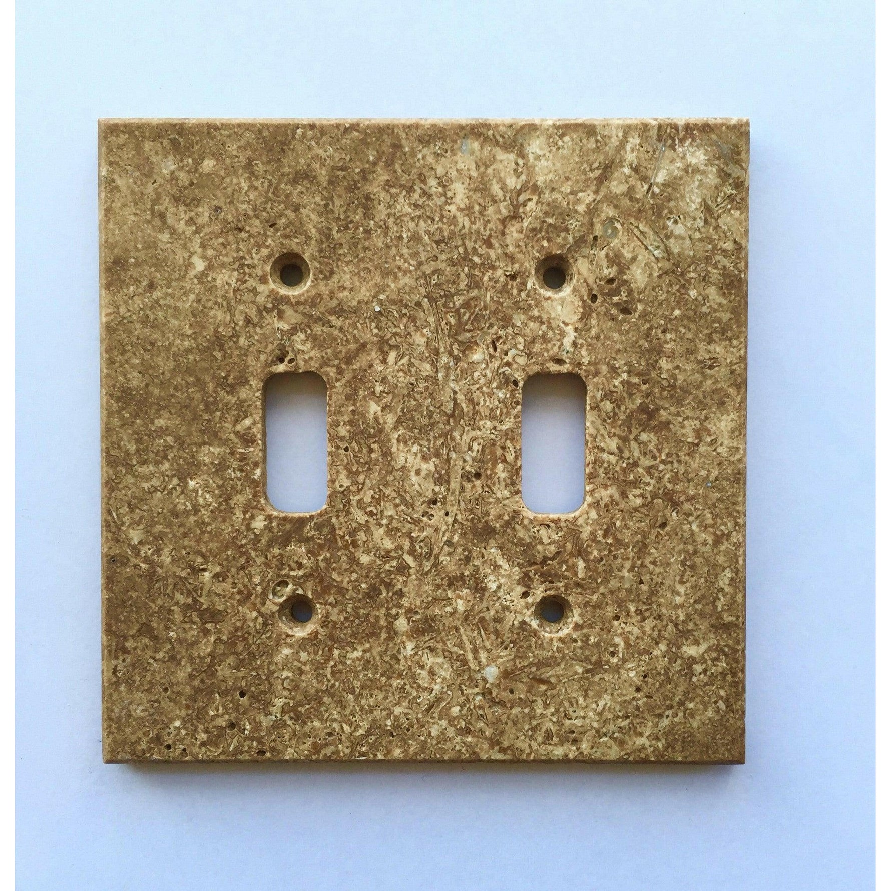 Walnut Travertine Double Toggle Switch Wall Plate / Switch Plate / Cover - Honed-American Tile Depot