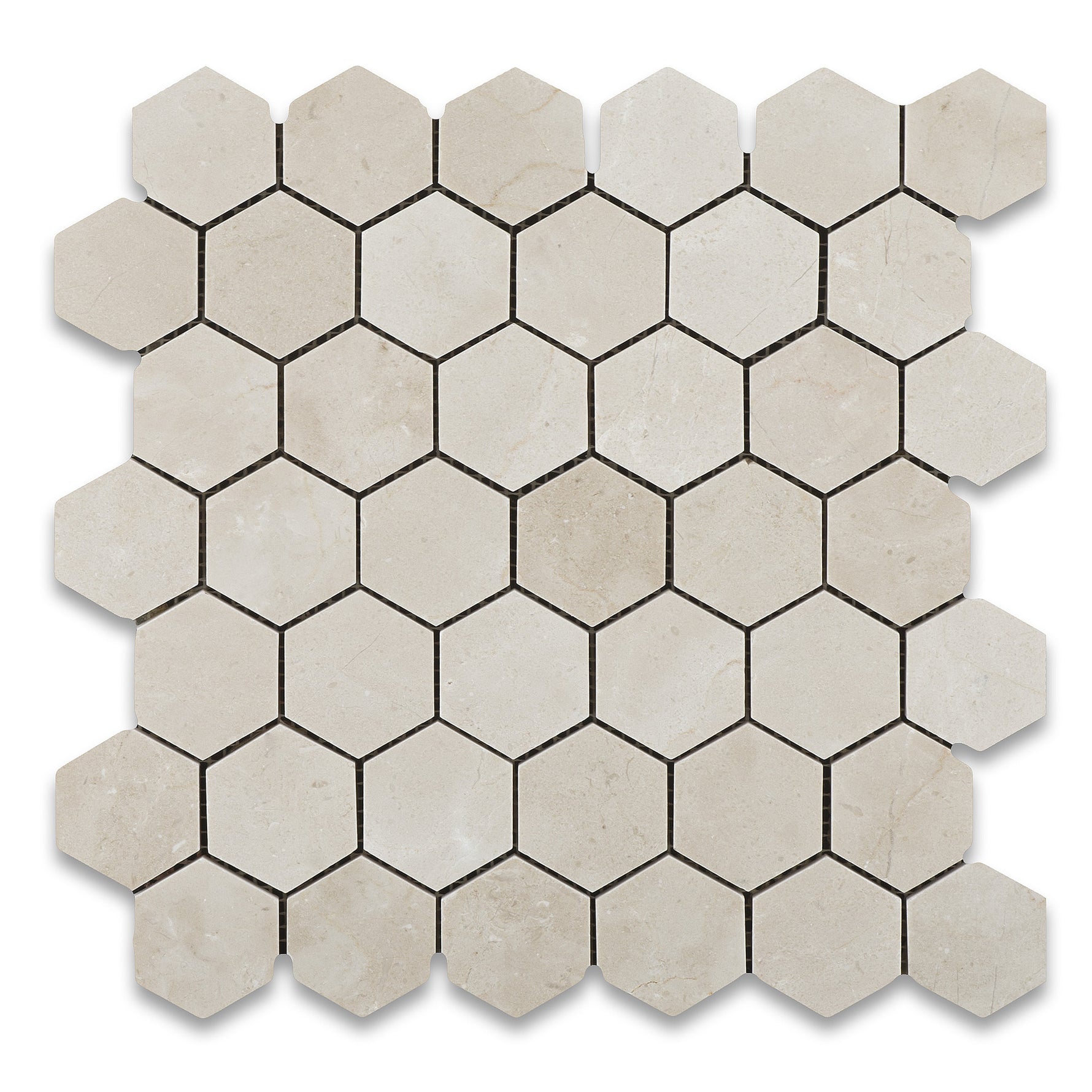 Crema Marfil Marble Polished 2" Hexagon Mosaic Tile