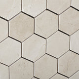 Crema Marfil Marble Polished 2" Hexagon Mosaic Tile