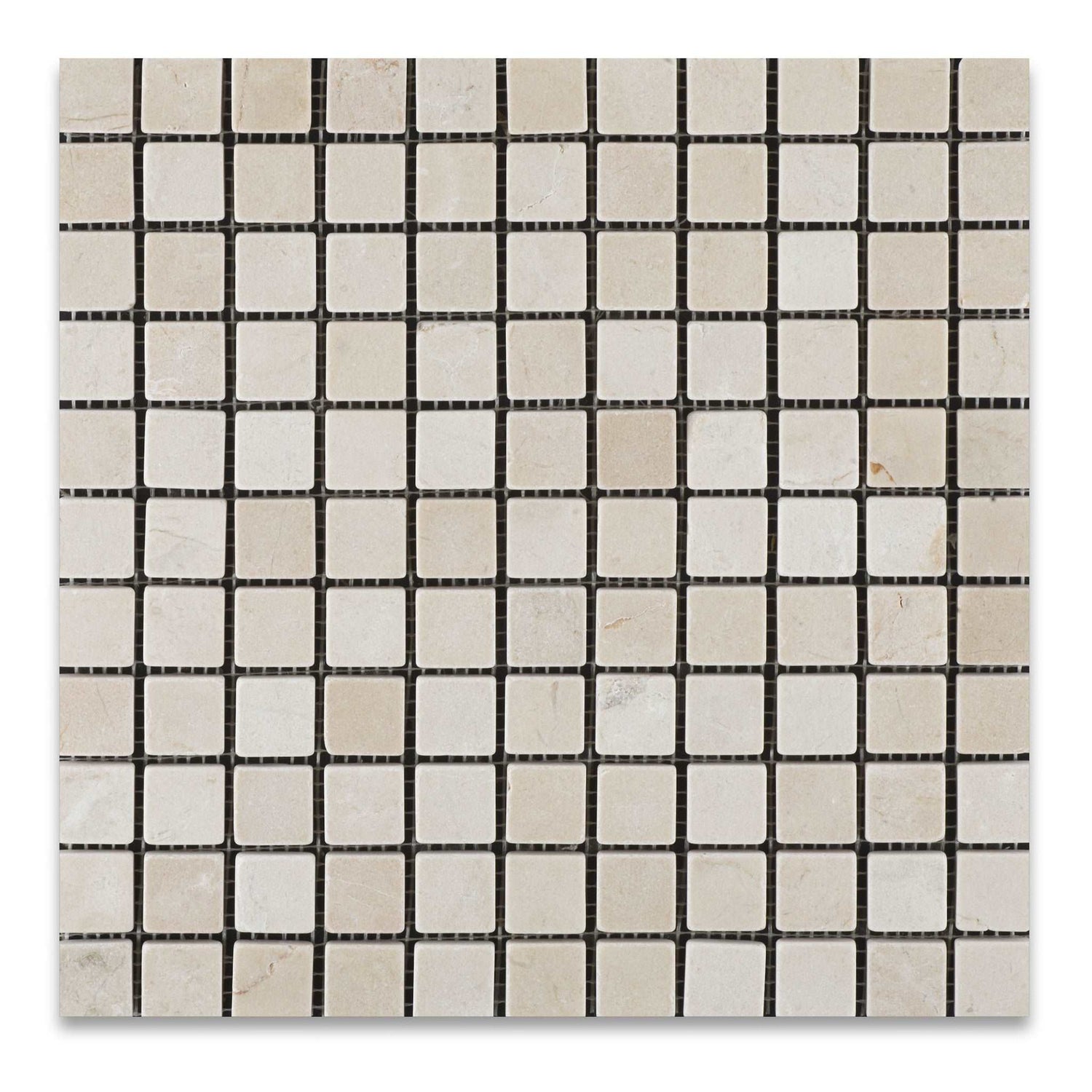 1 X 1 Crema Marfil Marble Tumbled Mosaic Tile