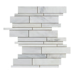 Oriental White / Asian Statuary Marble Honed Random Strip Mosaic Tile