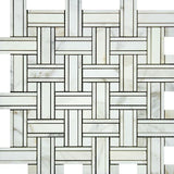 Calacatta Gold Marble Polished Triple Weave Mosaic Tile w / Calacatta Dots