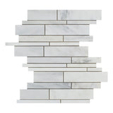 Oriental White / Asian Statuary Marble Polished Random Strip Mosaic Tile