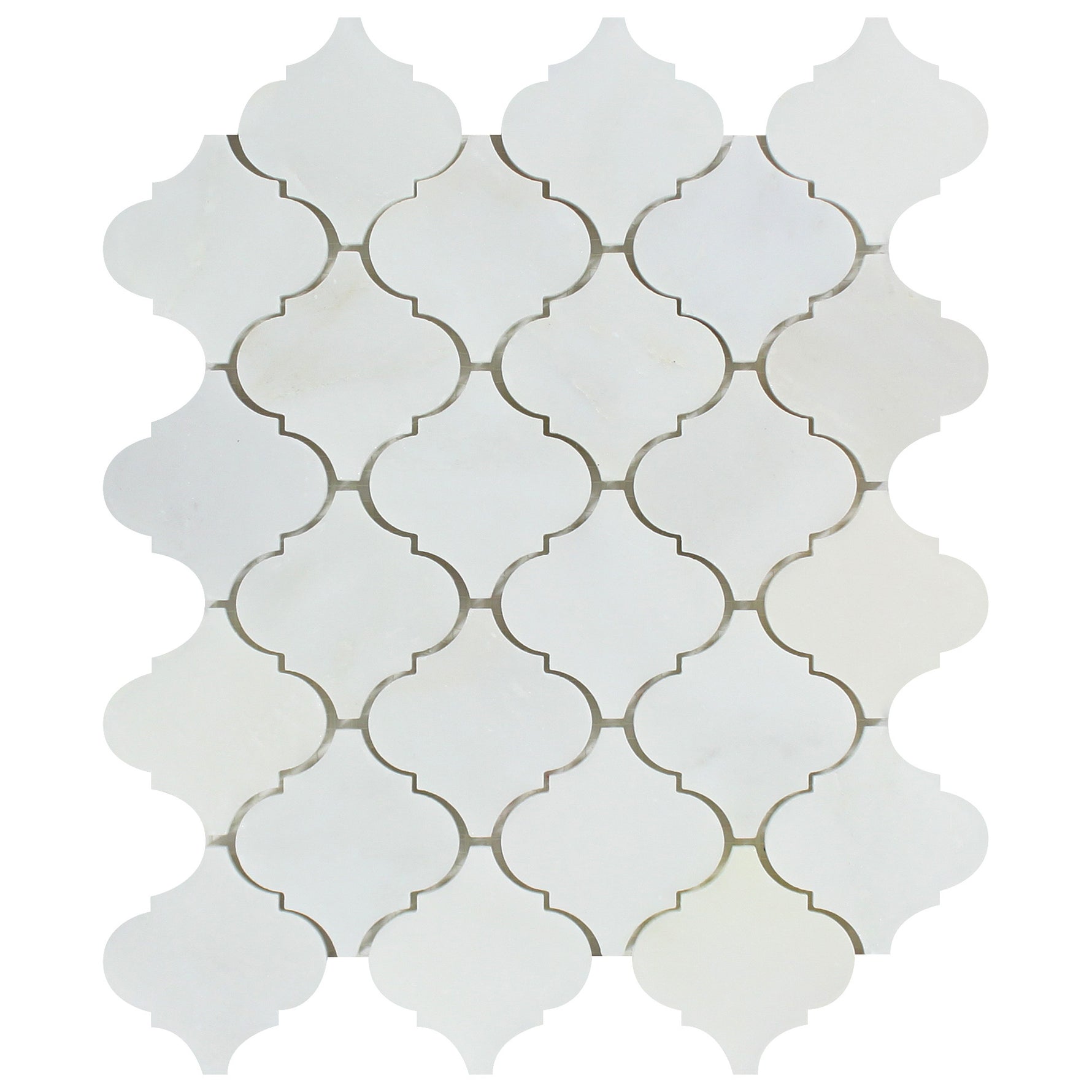 Oriental White / Asian Statuary Marble Honed Lantern Arabesque Mosaic Tile