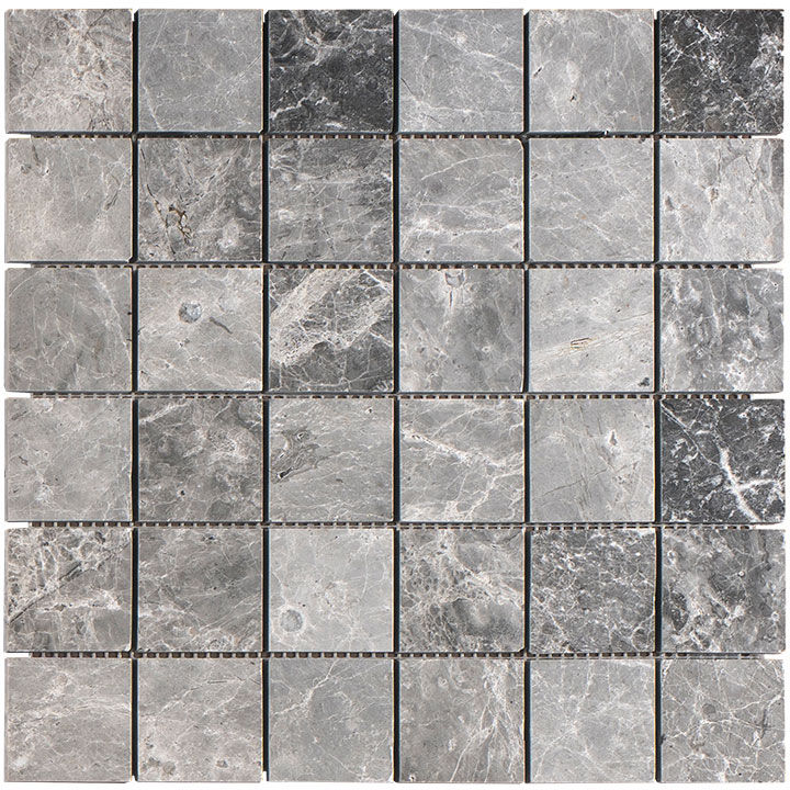 2 X 2 Tundra Gray (Atlantic Gray) Marble Honed Mosaic Tile