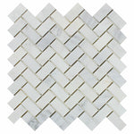 Oriental White / Asian Statuary Marble Honed 1 x 2 Herringbone Mosaic Tile