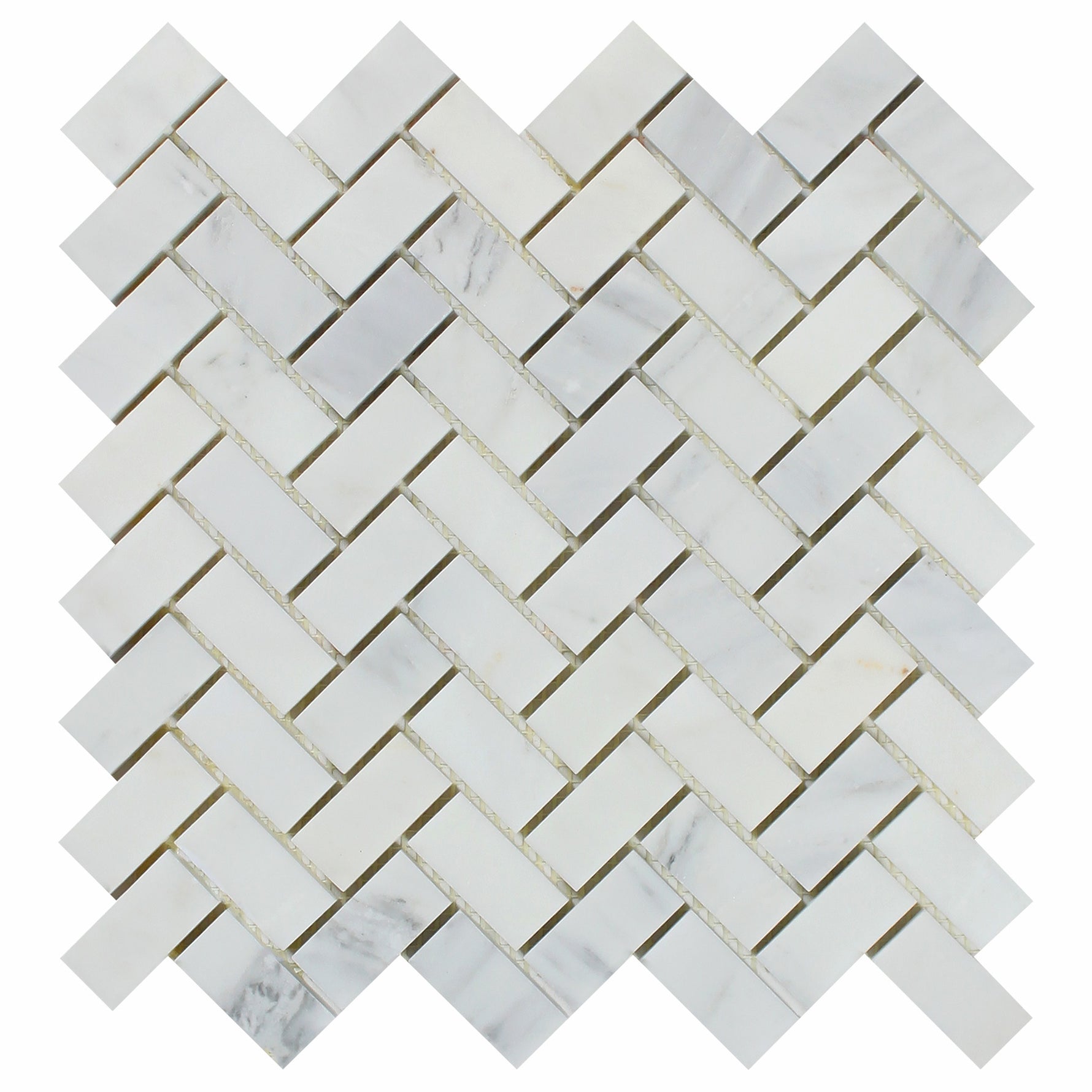 Oriental White / Asian Statuary Marble Honed 1 x 2 Herringbone Mosaic Tile