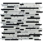 Carrara White Marble Honed Tricolor Bamboo Sticks Mosaic (Carrara + Thassos + Black )