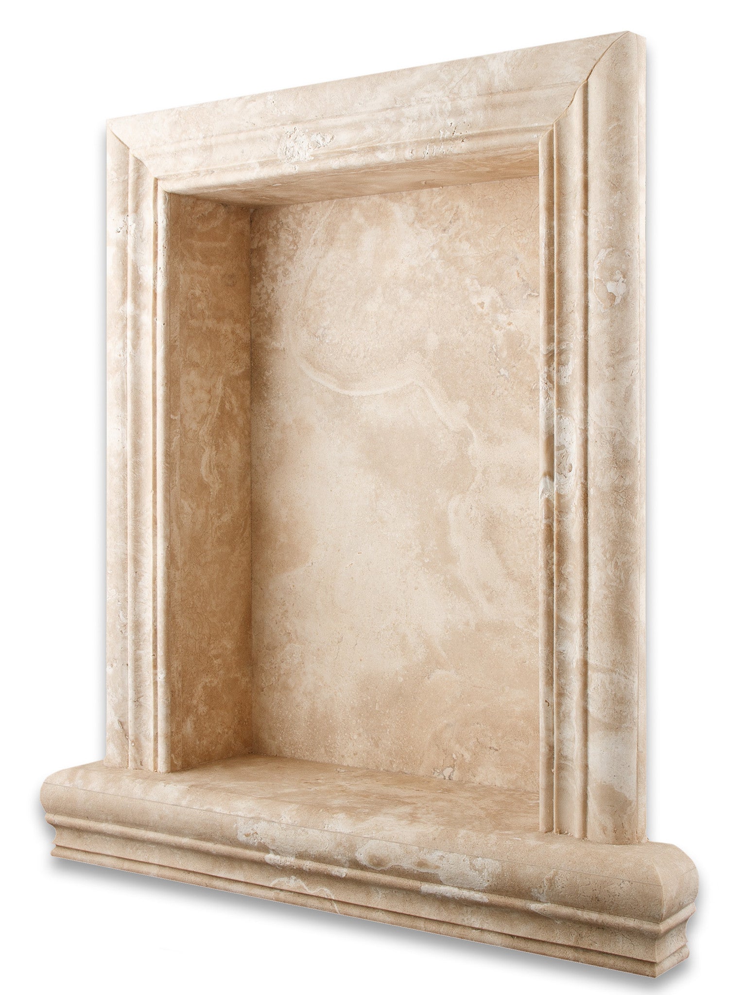 Durango Cream Travertine Hand-Made Custom Shampoo Niche / Shelf - LARGE - Honed