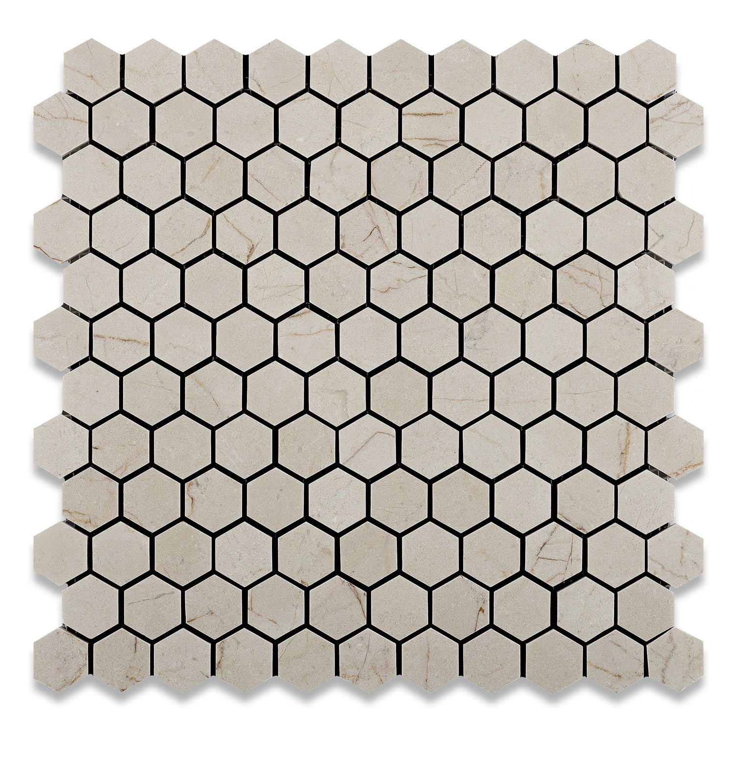 Crema Marfil Marble Honed 1" Mini Hexagon Mosaic Tile