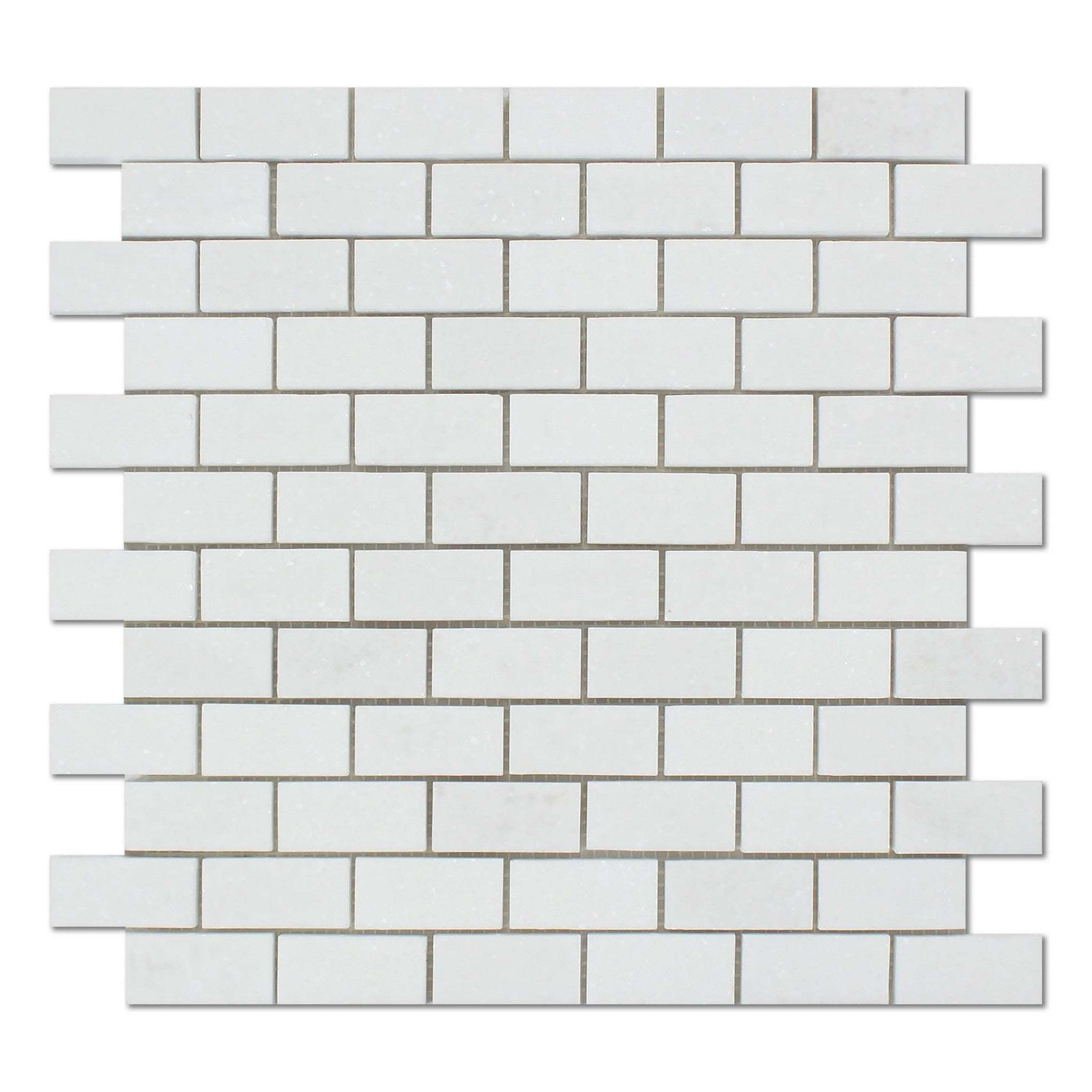 1 X 2 Thassos White Marble Honed Brick Mosaic Tile