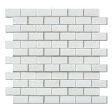 1 X 2 Thassos White Marble Honed Brick Mosaic Tile