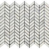 Oriental White / Asian Statuary Marble Polished Mini Chevron Mosaic Tile