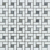 Thassos White Marble Honed Pinwheel Mosaic Tile w/ Blue-Gray Dots