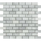 1 x 2 Bianco Venatino (Bianco Mare) Marble Polished Brick Mosaic Tile