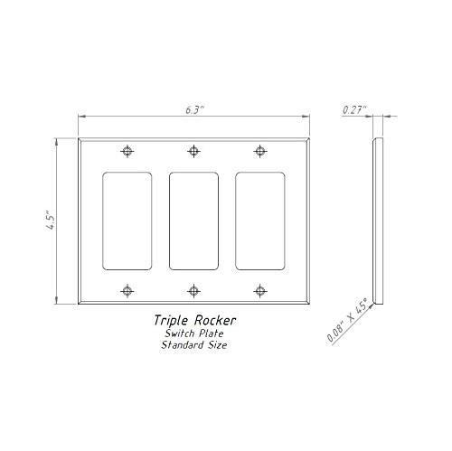 White Marble (Meram Blanc) Triple Rocker Switch Wall Plate / Switch Plate / Cover - Polished