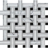 Carrara White Marble Polished Triple Weave  Mosaic Tile w / Black Dots