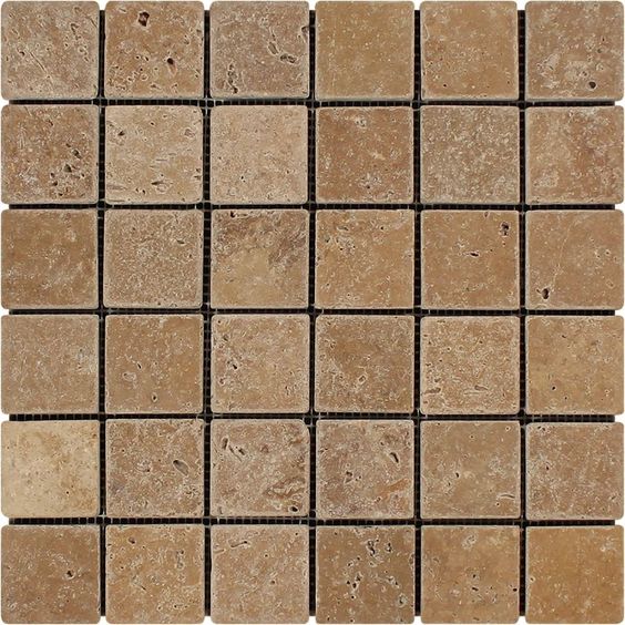 2 X 2 Noce Travertine Tumbled Mosaic Tile