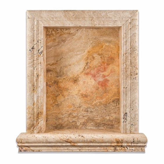 Valencia Travertine Hand-Made Custom Shampoo Niche / Shelf - LARGE - Honed