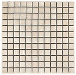 1 X 1 White Pearl / Botticino Marble Polished Mosaic Tile