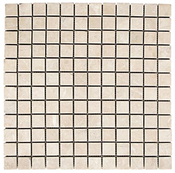 1 X 1 White Pearl / Botticino Marble Polished Mosaic Tile