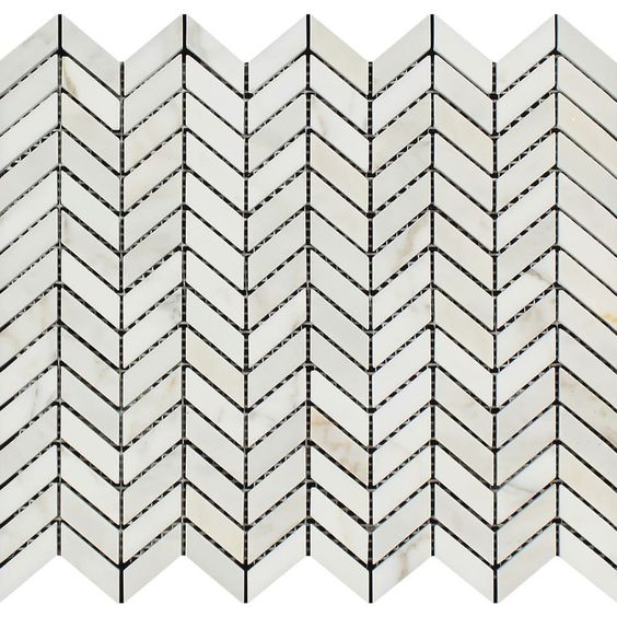 Calacatta Gold Marble Honed Mini Chevron Mosaic Tile