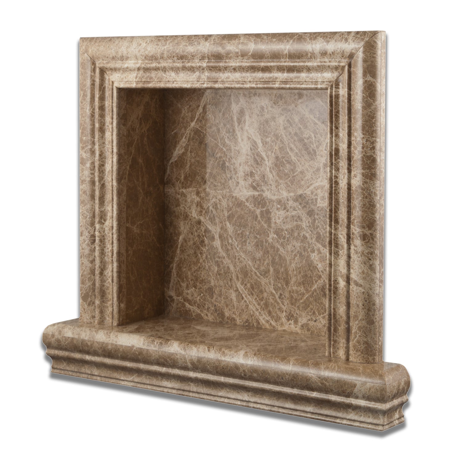 Emperador Light  Marble Hand-Made Custom Shampoo Niche / Shelf - SMALL - Polished