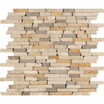 Mixed Travertine Tumbled Random Strip Mosaic Tile