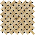 Honey Onyx Polished Stanza Basketweave Mosaic Tile w / Black Dots