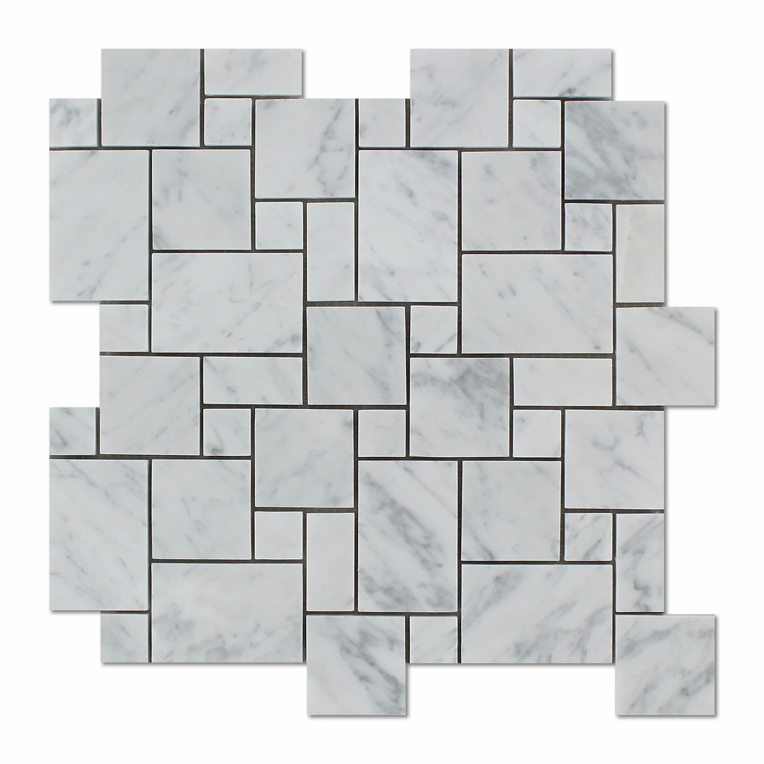 Carrara White Marble Polished Mini Versailles Mosaic Tile