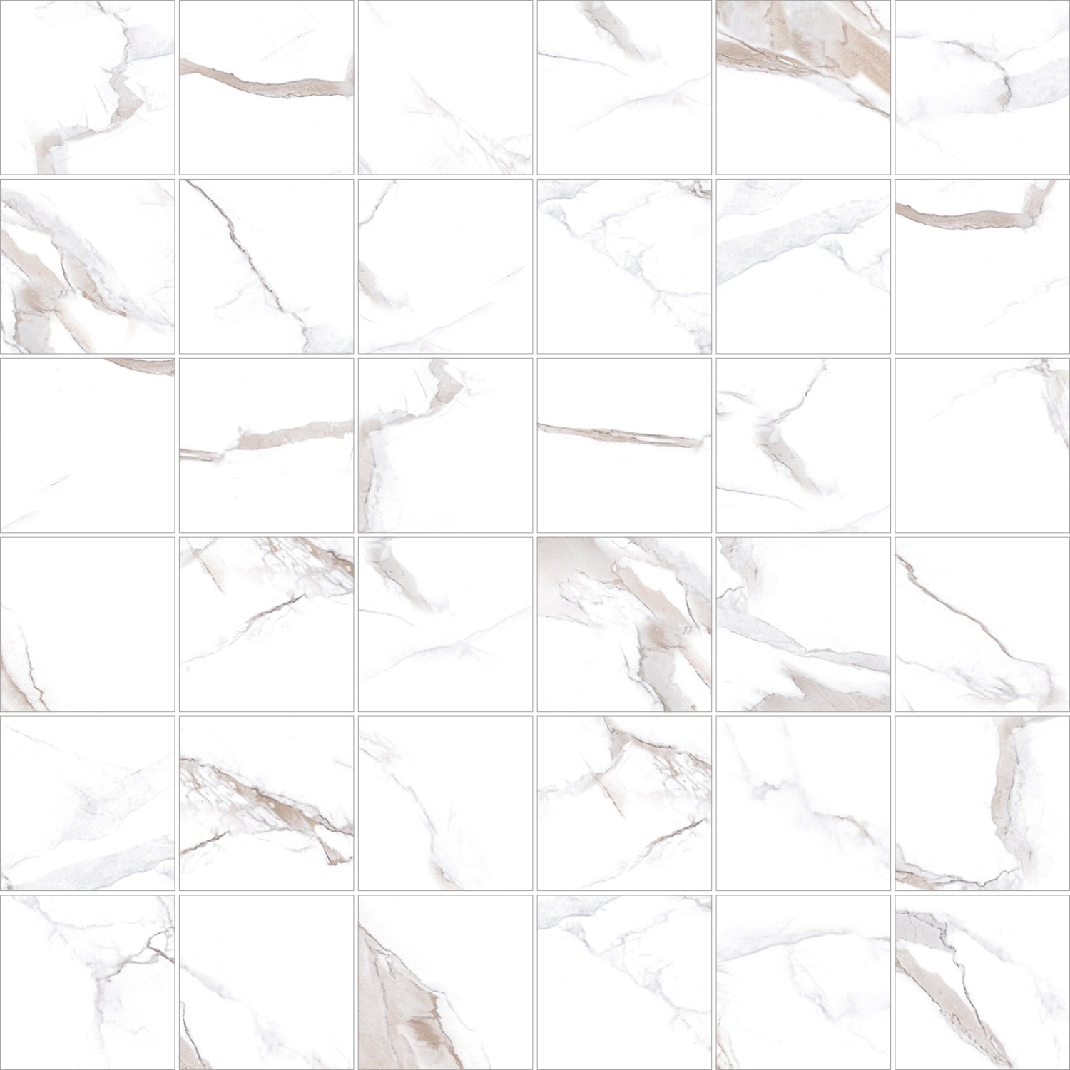 2 X 2 Calacatta Bronze Square Matte Porcelain Mosaic Tile