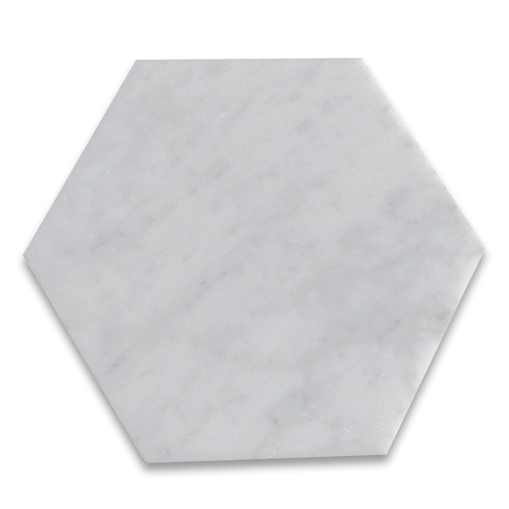 Carrara White Marble Honed 6" Hexagon Tile