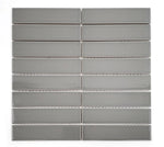 Gio Gray Glossy 1.25" X 6" Stacked Linear Porcelain Mosaic Tile