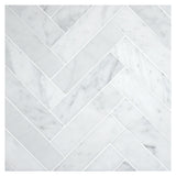 Carrara White Marble Honed 1.25 x 6 Herringbone Mosaic Tile